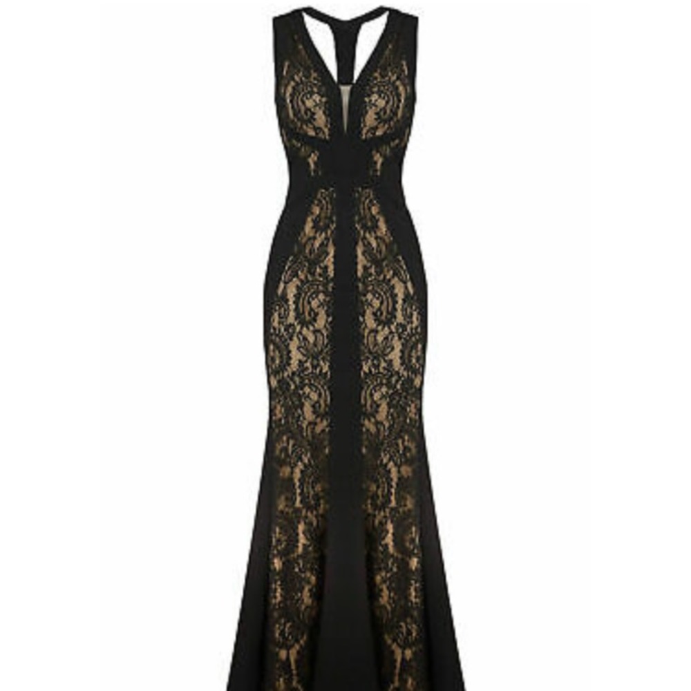 LM Collection Black and Nude lace bandage dress